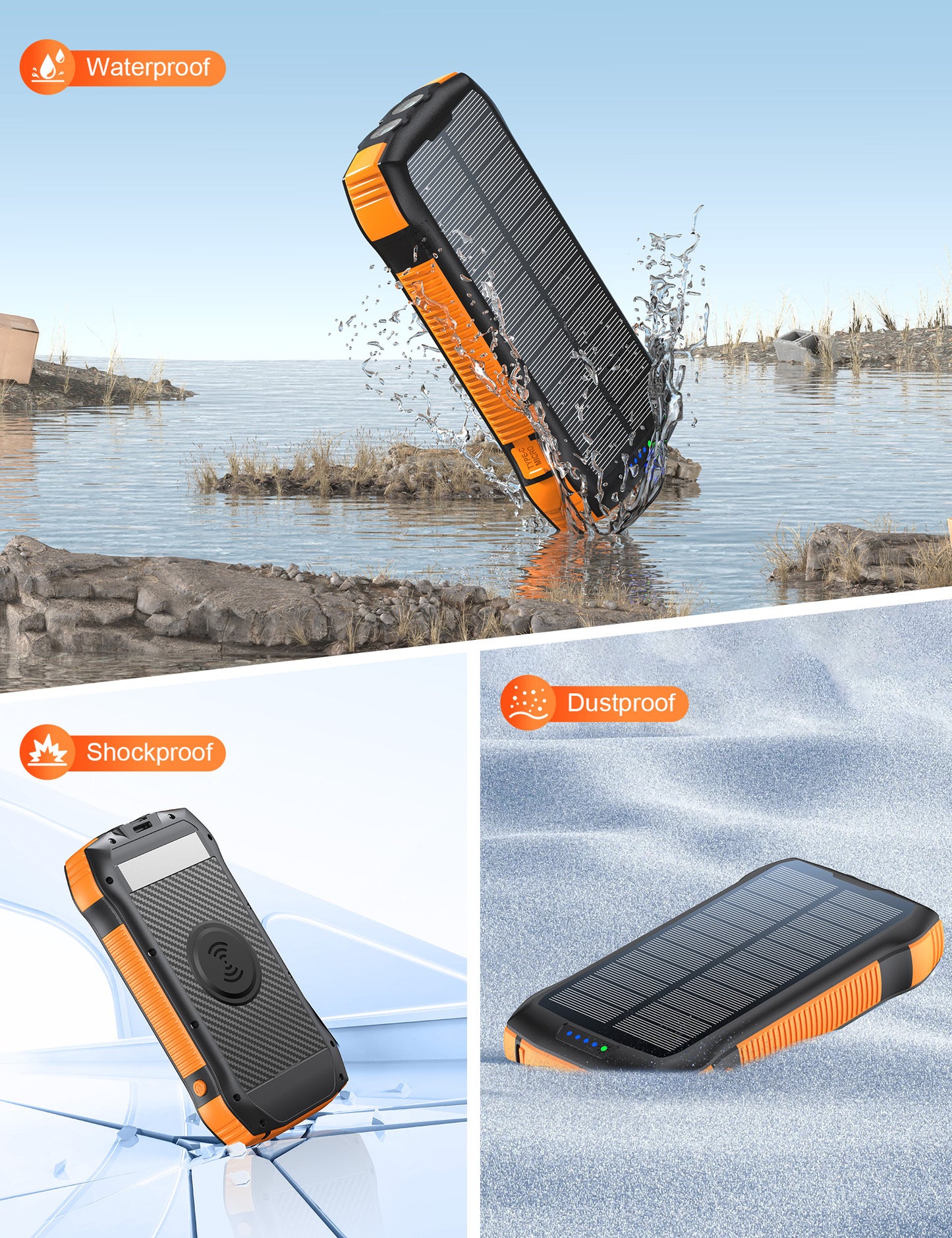 Waterproof Solar Power Bank